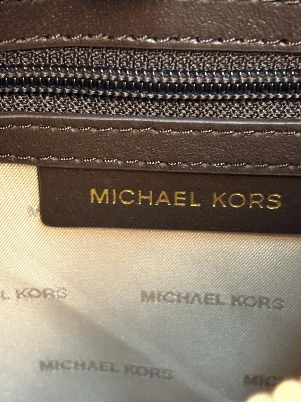 Michael Kors Medium Pocket Pack Crossbody Brown Leather Whipstitch Bag